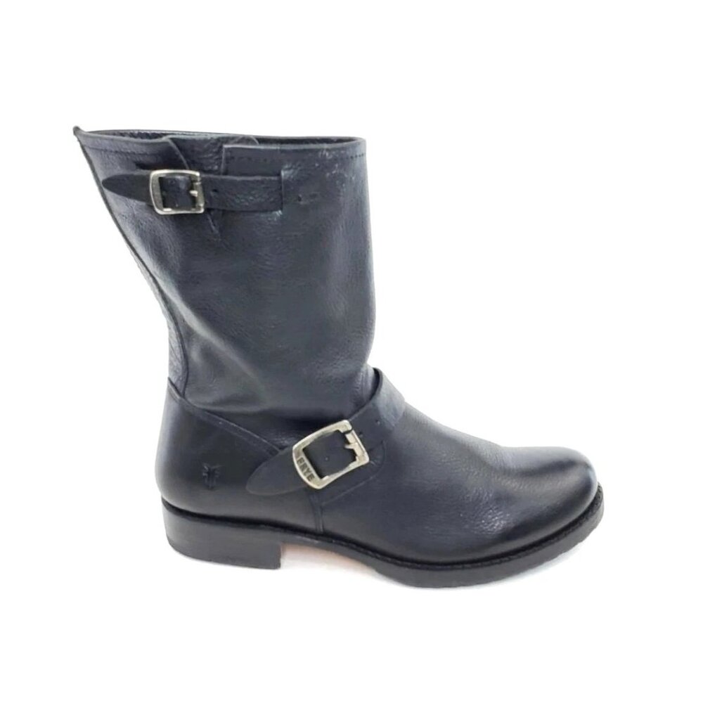 Frye Engineer Moto Biker Mid Calf Harness Boots Black Leather Womens Size 10B - Picture 11 of 12